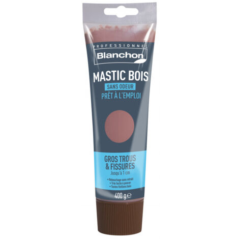 Blanchon – Mastic à bois 400g – Nuancier chêne clair – Prêt à l'emploi sans odeur – Pour rebouchage fissures et trous jusqu'à 1cm - TUBE 400 G