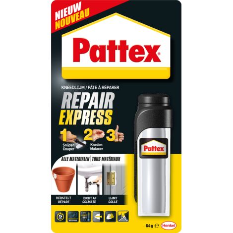Pattex – Mastic à réparer epoxy 64g – Forte adhérence pour bois, métal, céramique – Résistant à l'eau – Application en immersion (1/5)