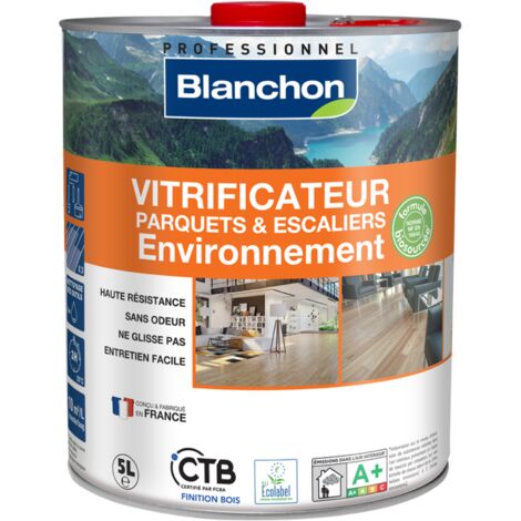 Blanchon – Vitrificateur parquet environnement 5L – Finition satinée – Formule biosourcée 79% – Haute résistance aux passages répétés