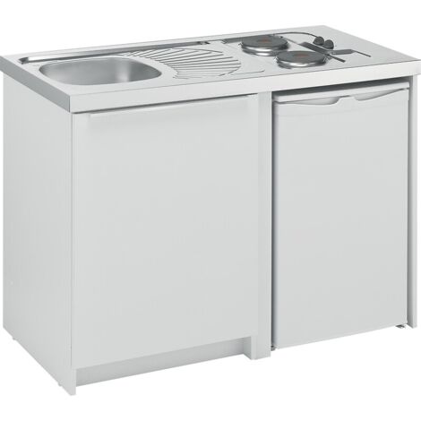 Moderna – Cuisinette complète 120 cm avec évier inox 18/10 – 2 plaques électriques 3000W – Bois mélaminé 16 mm – Design fonctionnel