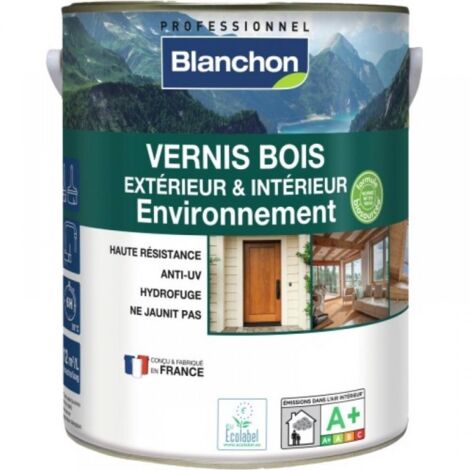 Blanchon – Vernis pour bois extérieur incolore mat 1L – 80% d'ingrédients biosourcés – Hydrofuge et protection UV – Séchage rapide