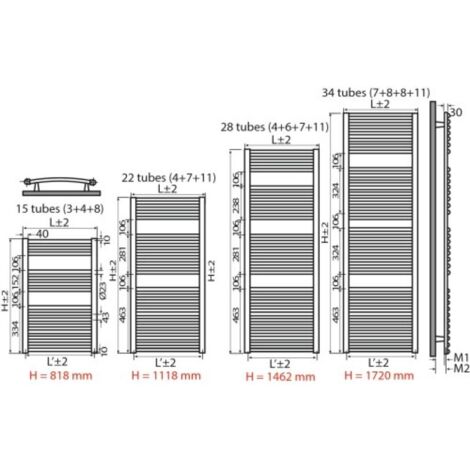 Radiateur sèche serviettes Vénus eau chaude 1166 W Hauteur 1720 mm Largeur 750 mm - I.R GROUP (IRSAP)