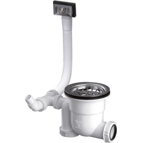 Valentin – Siphonette évier 1 bac en inox et polypropylène – Installation universelle – Diamètre orifice 90 mm – 39600000000 (1/8)