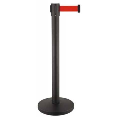Poteau à sangle Reco inox hauteur 910mm base Ø32mm sangle rouge 3 mètres largeur 50 mm - VISO (1/4)