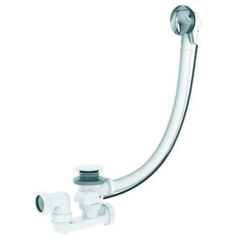 Valentin – Vidage baignoire automatique à câble 1M – Débit 58,5 l/mn – Siphon orientable 360° – Finition inox chromée