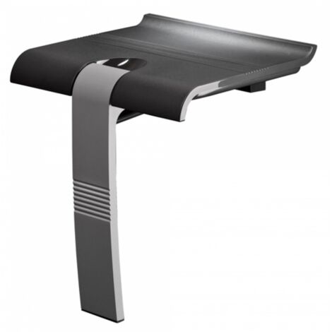 Pellet – Siège de douche escamotable pour seniors – Aluminium époxy – Charge 150 kg – Finition gris mat – Fixations invisibles