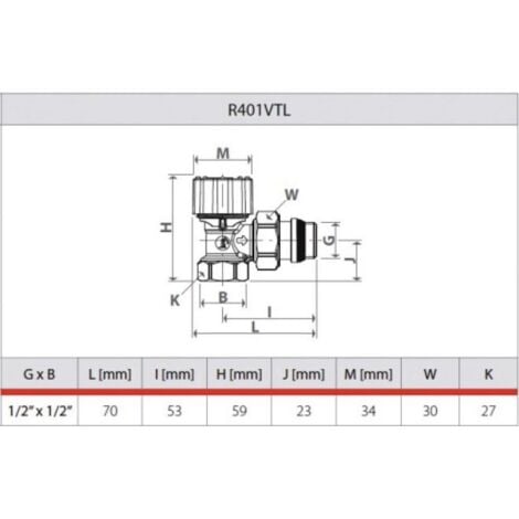 Robinet thermostatique Équerre 15x21 M30 R401VTL - GIACOMINI
