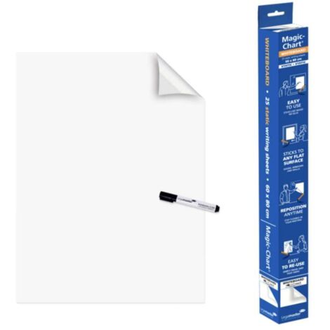Film auto-adhésif blanc 600x800mm – 25 feuilles – Pour surfaces lisses – Épaisseur 0,05mm – Recyclable et sans traces