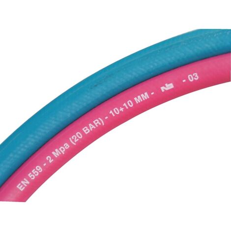 Tuyau de soudage jumelé EN 559, diamètre intérieur 10 mm, diamètre extérieur 17 mm, rouleau de 20 m - TRICOFLEX