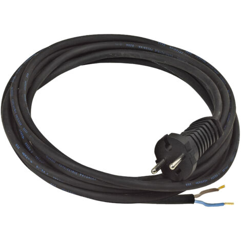 Rallonge électrique avec une extrémité aux fils dénudés H07RN-F 2X1,5 - IP20 NOIR - 5m (1/2)