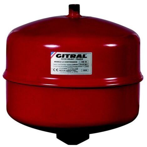 Gitral – Kit vase d'expansion 18 litres – Support jusqu'à 35L – Soupape 3 bars avec manomètre – Raccord mâle 20x27 - KMB18