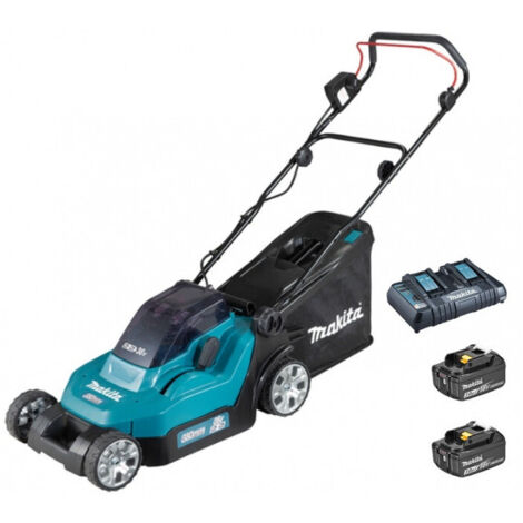 Makita – Tondeuse à batterie 2x18V DLM382PF4 – Largeur de coupe 38 cm – Technologie sans fil pour espaces écologiquement sensibles