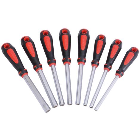 Sam Outillage – Jeu de 8 clés à tubes emmanchées 6 à 13 mm – Finition chromée satinée – Pour vissage sur tiges filetées jusqu'à 255 mm