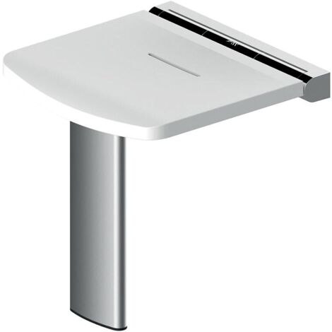 AKW – Siège de douche rabattable compact blanc – Assise ergonomique 380x302mm – Acier inoxydable – Charge max 200kg – Encombrement 78mm