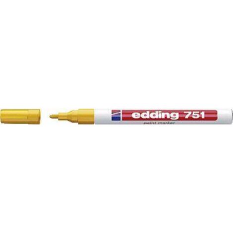 Marqueur peinture pointe ogive, référence 751, diamètre pointe 1-2 mm, coloris jaune - EDDING