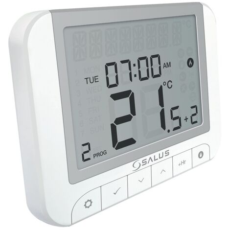 Thermostat numérique programmable RT520 – Alimentation 2 piles AA – Large écran LCD – Plage de température 5°C à 33,5°C – Salus