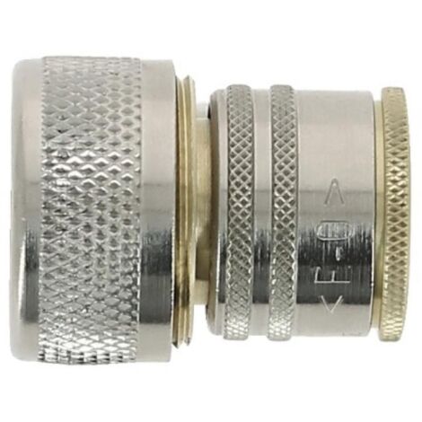 Raccord rapide sécurité laiton nickelé avec verouillage pour montage sur raccord rapide mâle pour tuyau de 19 mm - FAUQUET (1/2)
