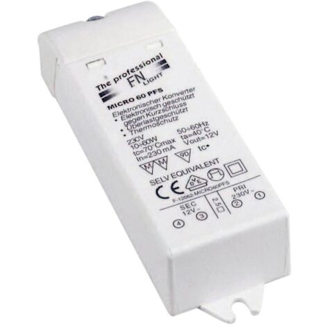 SLV – Transformateur pour luminaire 60VA 12V – Tension d'entrée 230V AC – Indice de protection IP20 – Classe II (1/5)