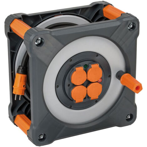 Brennenstuhl – Enrouleur électrique 25m H07RN-F 3G2,5 avec 4 prises IP44 – Protection thermique et résistance aux chocs – 9202251100