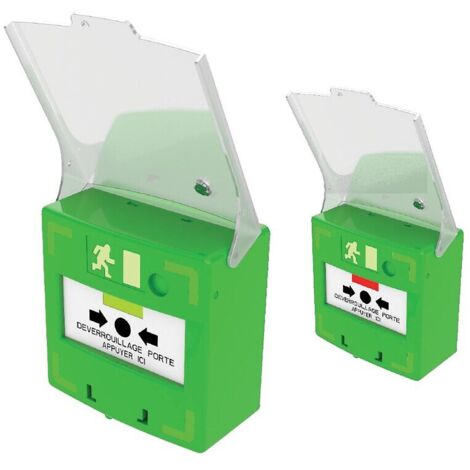 Déclencheur manuel vert 3 contacts indépendants – Pouvoir de coupure 230 V AC/5 A – Pose en applique ou semi-encastré – Izyx