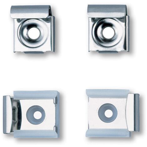 Delabie – Jeu de 4 pattes à glace pour miroir – 2 pattes avec ressort – Inox poli brillant – Dimensions 8 x 23 x 24,5 mm