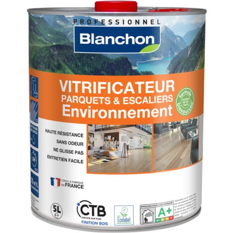 Blanchon – Vitrificateur parquet incolore mat 5L – Application directe en 3 couches – Excellente accroche sur toutes essences – Séchage rapide 30 min