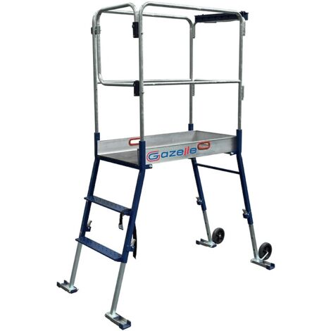 Duarib – Plateforme échafaudage aluminium/acier 3 marches – Hauteur plancher 0,70 m à 1 m – Hauteur de travail max 3 m – Largeur 0,68 m