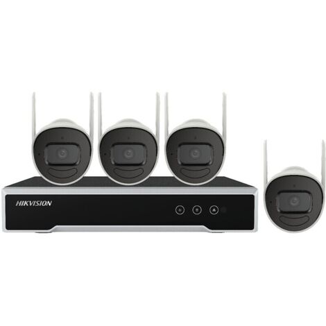 Hikvision – Kit de vidéosurveillance 4 caméras dôme Wifi 4 MP – NVR 4 voies avec disque dur 1 To – Portée IR jusqu'à 30 m – IP66