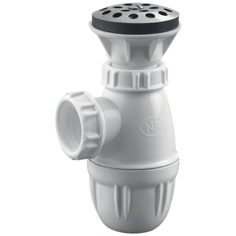Valentin – Siphon d'urinoir réglable en polypropylène – Grille inox Ø 60 mm – Débit 37 L/min – Écrou 32 pour vidage efficace
