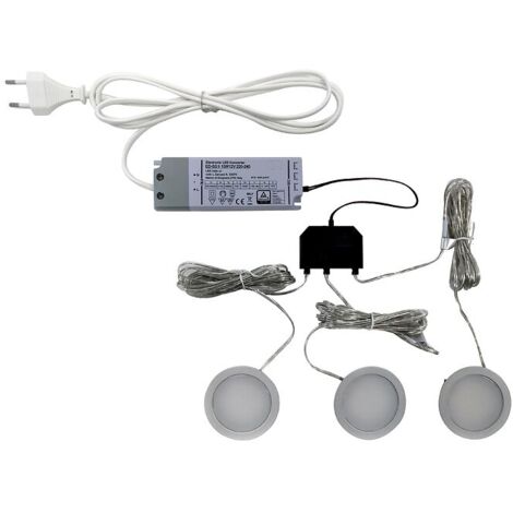 Kit 3 spots LED Nube 58 2,5 W 3000K 12 V alu + alimentation - L et S (1/3)
