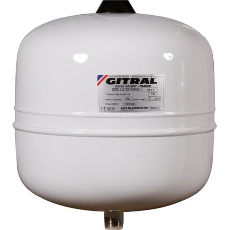 Gitral – Vase d'expansion 24 L – Acier pour eau sanitaire – Prégonflé à 3 bars – Pression maximale 10 bars – Installation murale recommandée