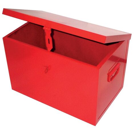 Coffre de chantier en tôle rouge 550 x 350 x 350 mm – Charge utile 30 kg – Poignée indésoudable – Fermeture cadenassable – Sori