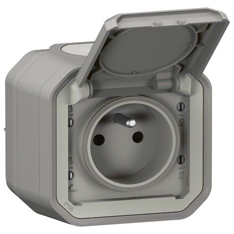 Legrand – Prise de courant 2P+T étanche Plexo 16A 250V IP55 IK08 – Fixation saillie – Mécanisme complet avec cadre – Couleur sable (1/7)