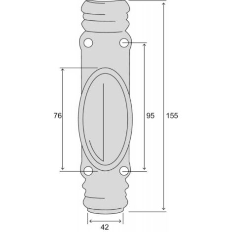 Fausse crémone applique fonte finition époxy noir – Entraxe 43mm – Dimensions 147x42mm – Compatible tringles 16x8mm – Fonderie Rollinger