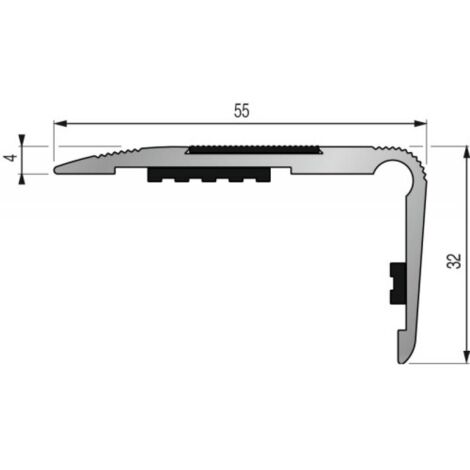 Nez de marche en aluminium 3m – Largeur 55mm – Jupe 32mm – Bande antidérapante Carbo anthracite – Pour zones à forte fréquentation (1/5)