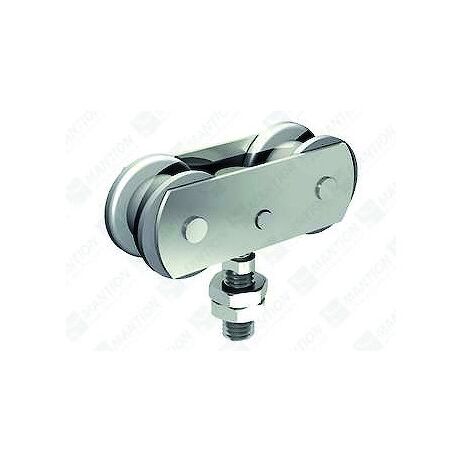 Mantion – Monture pour portail 40 kg – Galets en Delrin – Compatible avec rails 35x30 mm – Installation par vis – Fabrication française