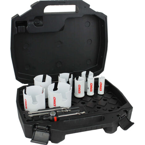 Coffret de 8 scies trépans carbure EASY-CLIP MULTIMAT + accessoires - 22 à 76 mm - ERKO (1/2)