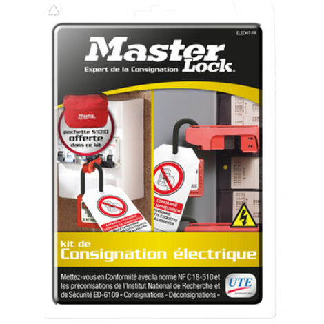 Knipex – Kit de consignation électrique avec 2 cadenas Zenex isolants – Conforme norme NF C18-510 – Pochette compacte avec passants