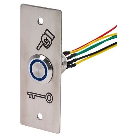 PB19NO+NCB12STSI BOUTON POUSSOIR INOX BLEU AVEC PLAQUE SEWOSY 12V