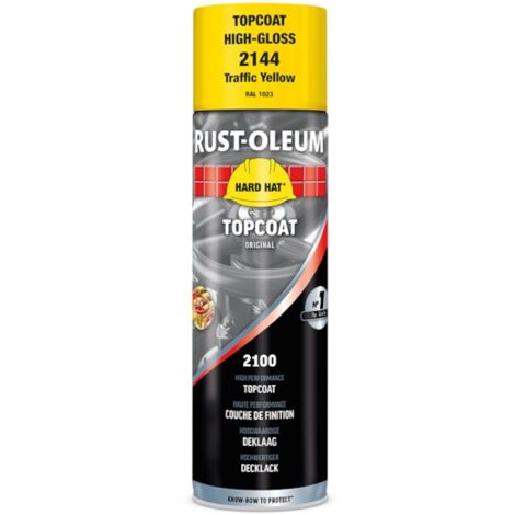 Peinture en aérosol HARD HAT - jaune signalisation RAL 1023 - brillant - 500 mL - RUST-OLEUM