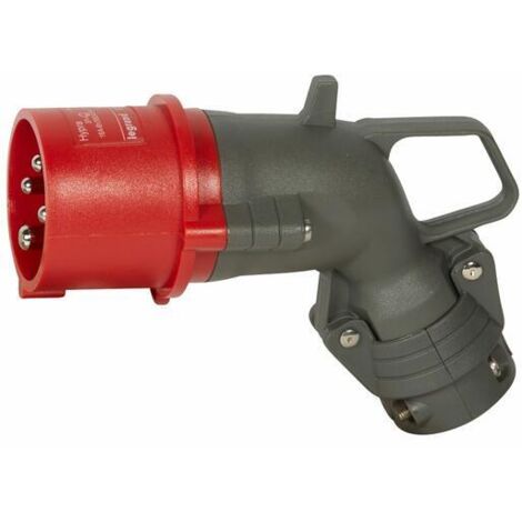 Legrand – Fiche mobile coudée Hypra 16A – 380-415V – 3P+T – IP44 – Plastique pour environnements industriels – Borne à vis avec presse-étoupe