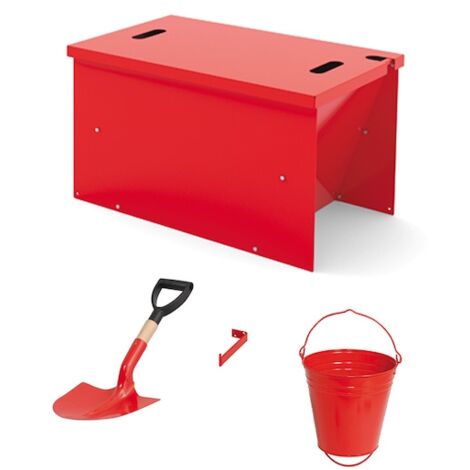 Bac à sable 100 L avec couvercle – Lot avec pelle, seau et support – Pour espaces extérieurs – Couleur rouge – Sori (1/2)