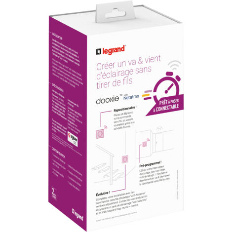 Legrand – Prêt à poser va-et-vient sans fil 1 commande – Compatible LED et halogène – Installation facile sans câblage – Montage encastré ou en saillie
