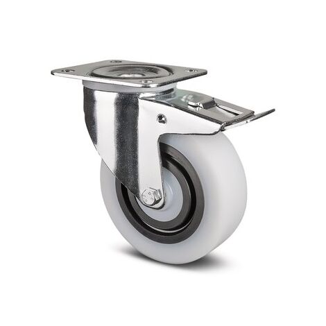 Roulette de manutention 3477 HUR pivotante à frein bandage polyamide 160 kg - 100 x 36 mm - TENTE