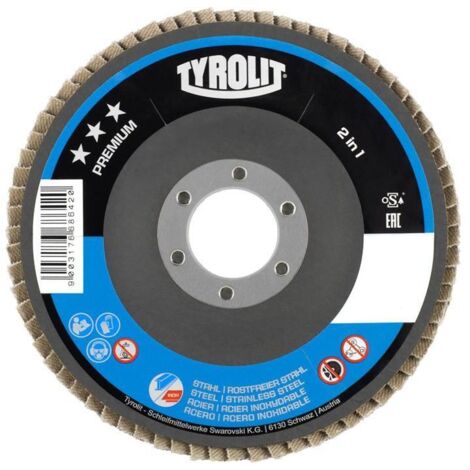 Disque à lamelles PREMIUM 2 en 1 - 27A diamètre 125 mm Grain 60 pour acier et inox - TYROLIT (1/4)