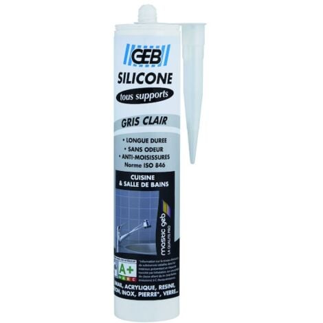 Mastic silicone TOUS SUPPORTS - 280 ml - gris - GEB