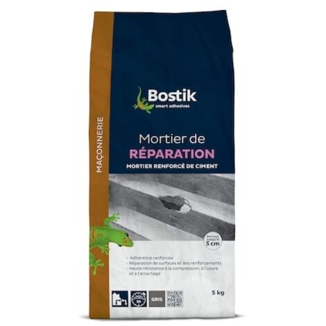 Bostik – Mortier de réparation 5kg – Adhérence renforcée – Résistance à la compression et à l'usure – Épaisseur de rattrapage jusqu'à 5cm