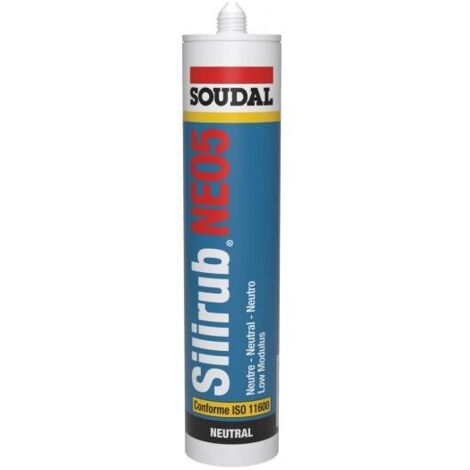 Soudal – Mastic silicone SILIRUB NEO5 300 ml – Pour façades et vitrage – Élastique, résistant aux U.V. – Temps de formation de peau 7 min
