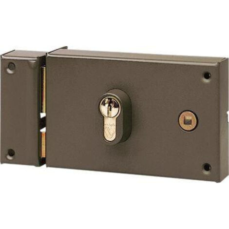 Vachette – Serrure multipoint en applique horizontale à fouillot – Acier verni – Pêne 1/2 tour – Barillet profilé – Axe 60mm – Coffre 141x87mm