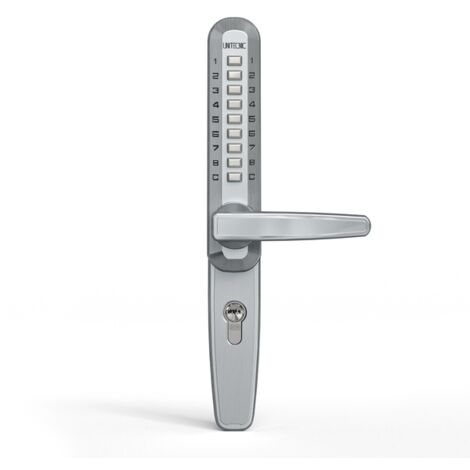 Ensemble béquille à code mécanique réversible série 3300 – Installation intérieure/extérieure – Compatible avec portes 34 à 50 mm – Zamak aluminium brossé – Unitecnic